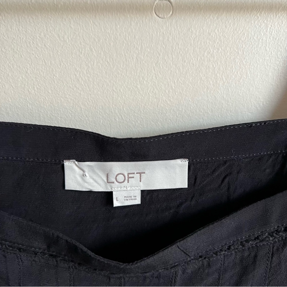 Loft Black Pintucked Square Neck Tank Top - Picture 3 of 6